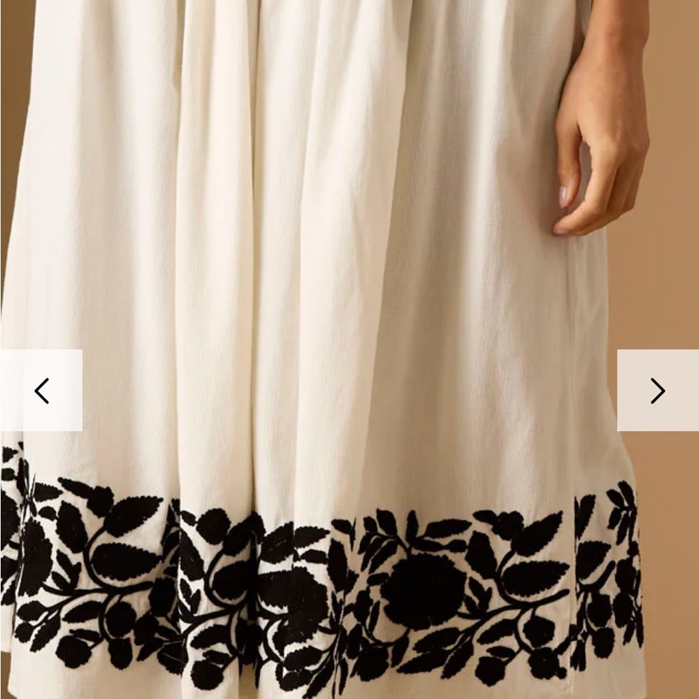 NWT Thierry Colson Wynona Cream Corduroy Embroidered Floral Skirt Small S Black - Picture 12 of 12